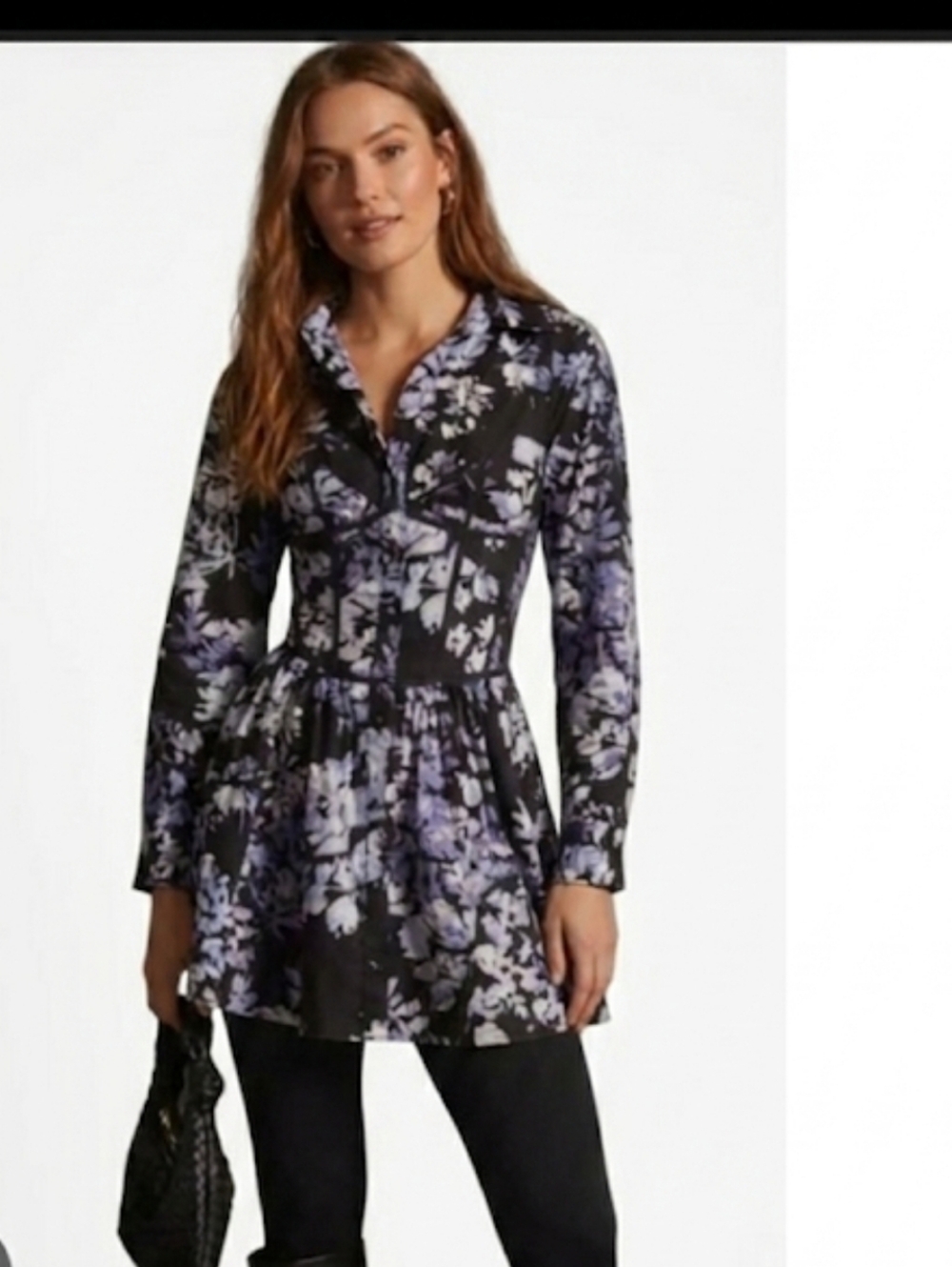 Anthropologie Corse 100% Cotton  Floral Long Sleeve  Shirt Dress
